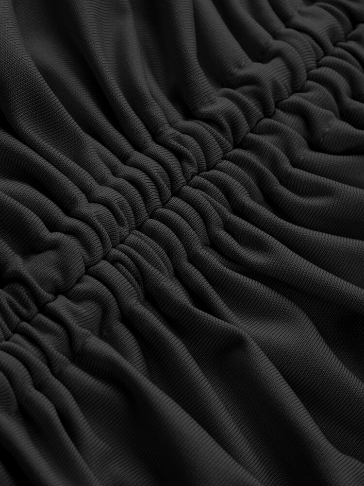 
	Solid Drawstring Backless Strap Mini Bodycon Sexy Dress