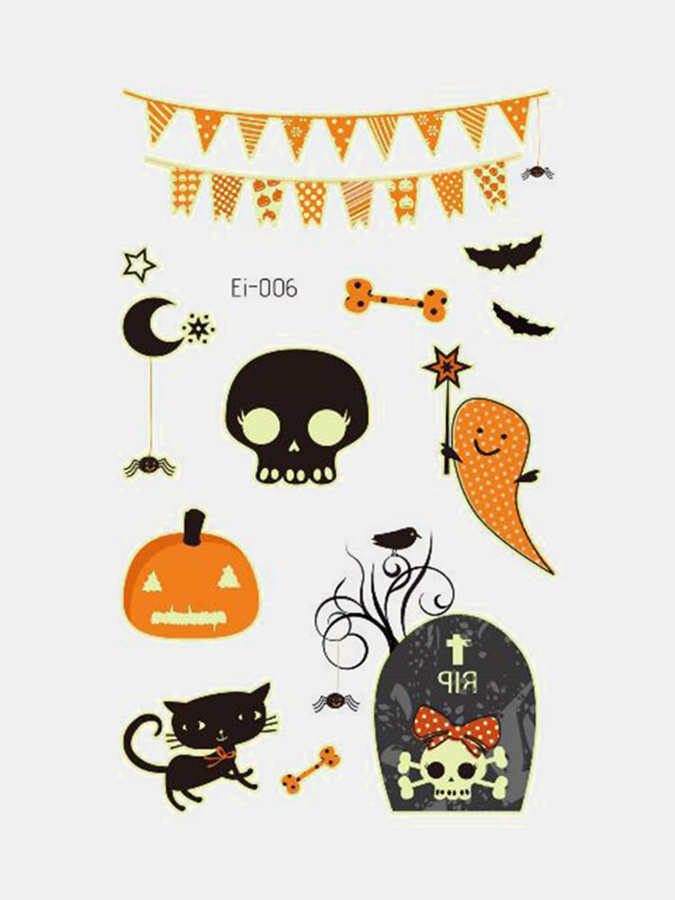 
	Halloween Luminous Tattoo Children Cartoon Stickers Body Art Waterproof Fake Temporary Tattoo Transfer Paper