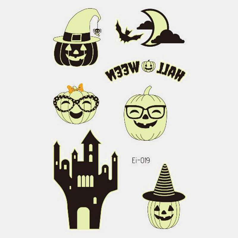 
	Halloween Luminous Tattoo Children Cartoon Stickers Body Art Waterproof Fake Temporary Tattoo Transfer Paper