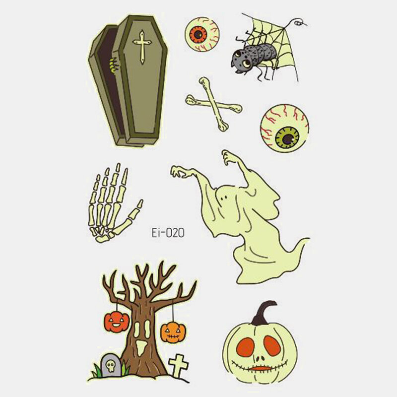
	Halloween Luminous Tattoo Children Cartoon Stickers Body Art Waterproof Fake Temporary Tattoo Transfer Paper
