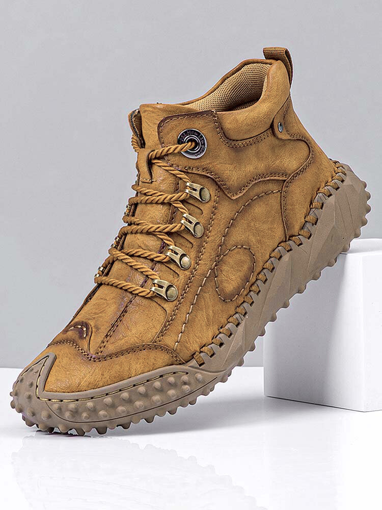 
	Menico Men Hand Stitching Metal Outdoor Casual Leather Boots