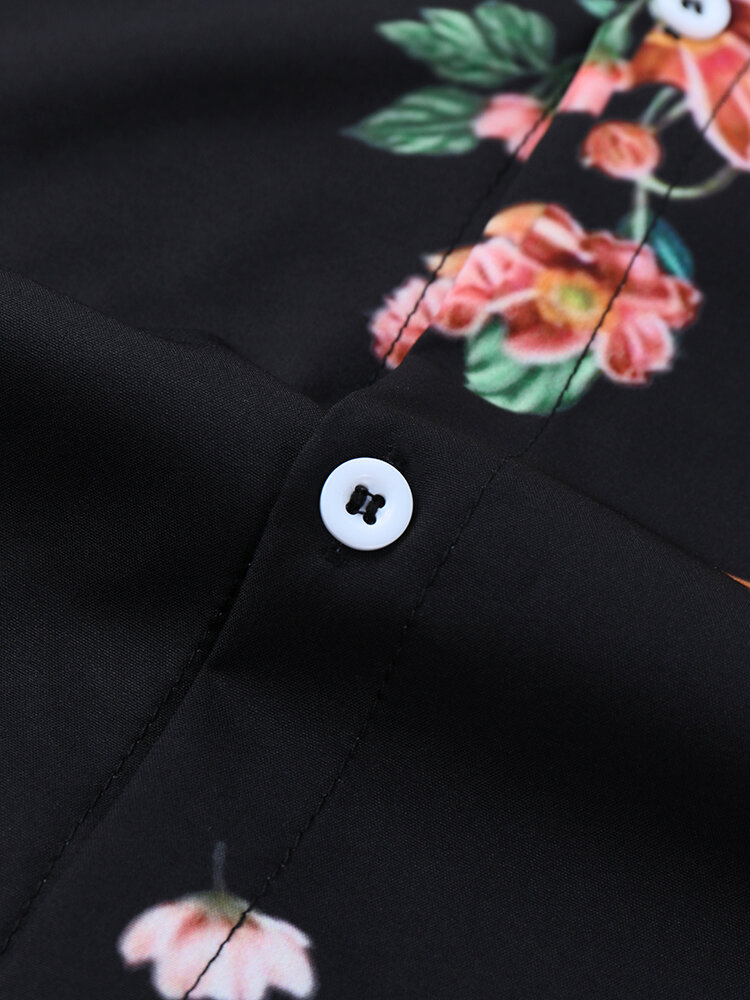 
	Mens Ethnic Floral Print Loose Casual Breathable Short Sleeve Shirts