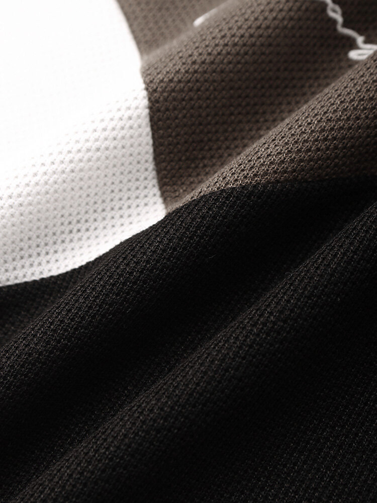 
	Mens Embroidery Tricolor Knitted Texture Short Sleeve T-Shirt