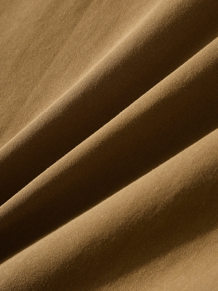 
	Mens Solid Button Up Drawstring Hooded Shirts With Flap Pocket