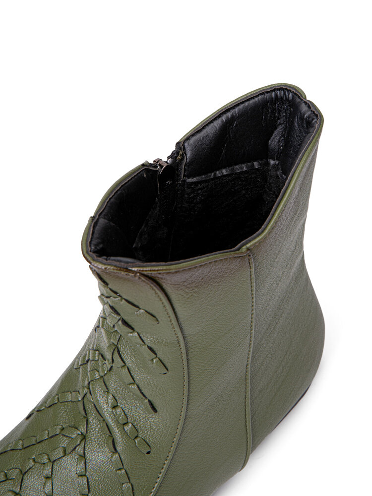 
	Casual Special Retro Woven Design Side Zipper Womens Short Boots