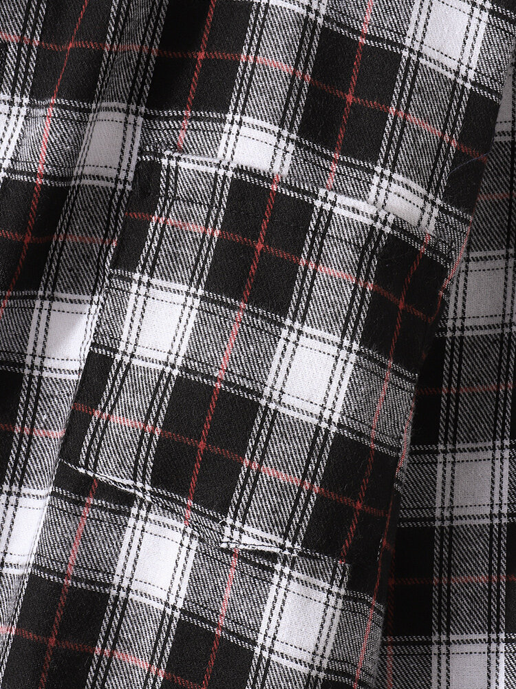 
	Mens Cotton Plaid Button Up Long Sleeve Casual Drawstring Hooded Shirts