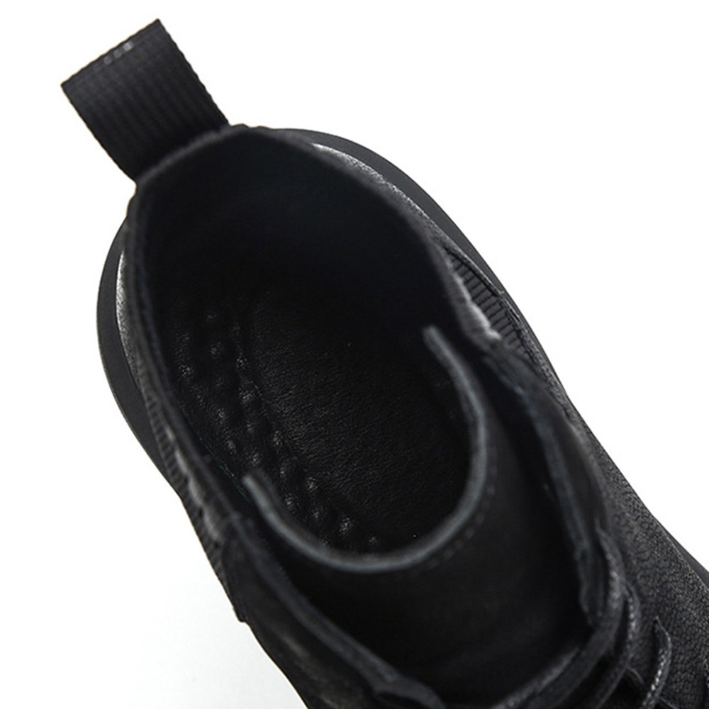 
	Men Retro Color Leather Fabric Splicing Non-slip Soft Sole Casual Boots