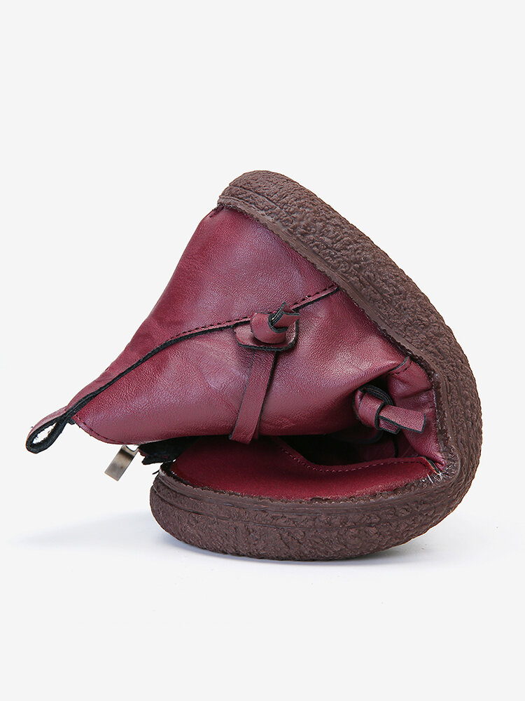 
	Women Retro Suede Patchwork Strappy V Shape Zipper Flat Ankle Boots