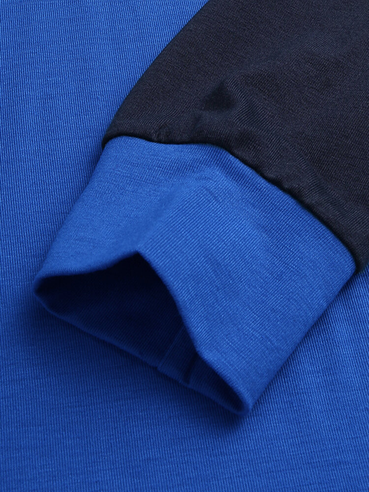 
	Men Home Loose Long Sleeve Loungewear Patchwork Knee-Length Shirt Design Sleep Robe