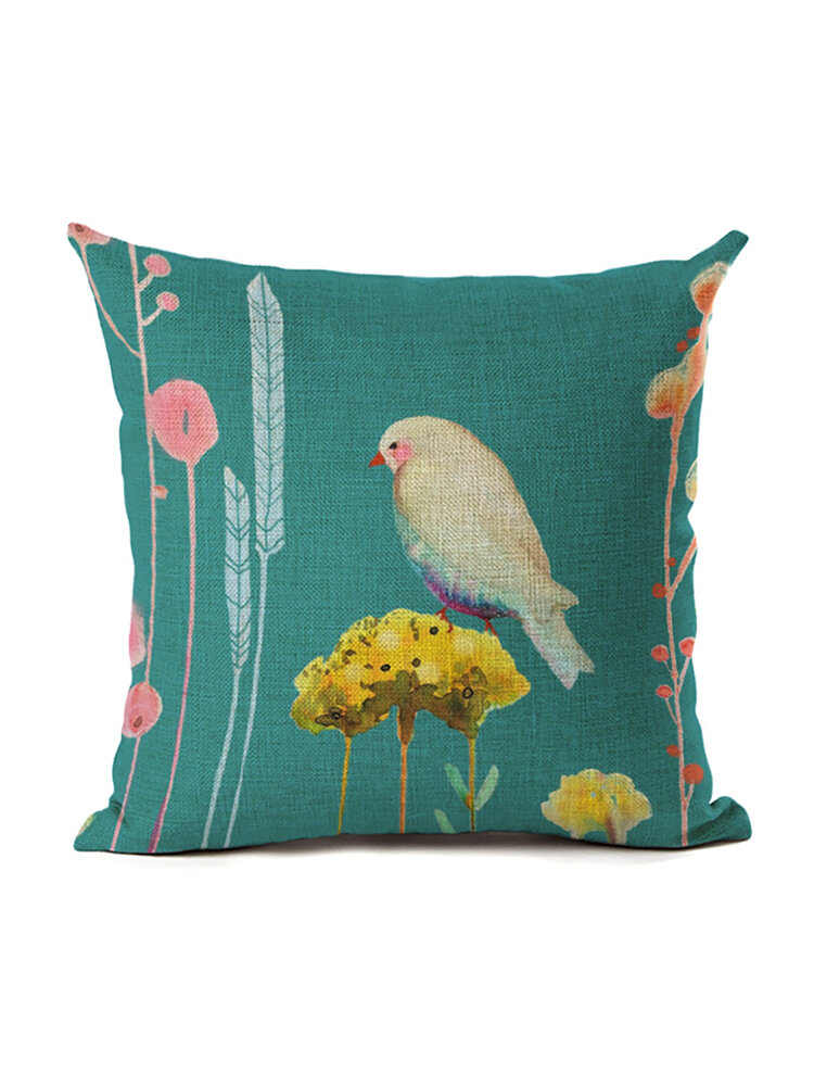 
	Flowers and Birds 45*45cm Cushion Cover Linen Throw Pillow Car Home Decoration Decorative Pillowcase
