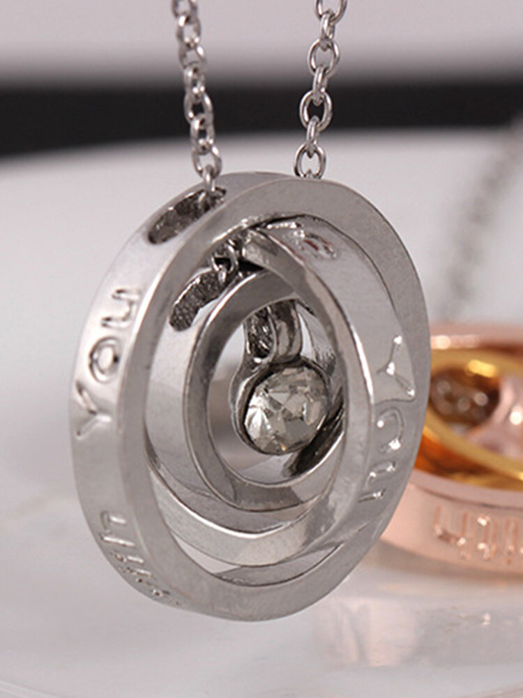 
	Vintage Alloy Letter Circle Necklace Rhinestone Pendant Transfer Beads Jewelry