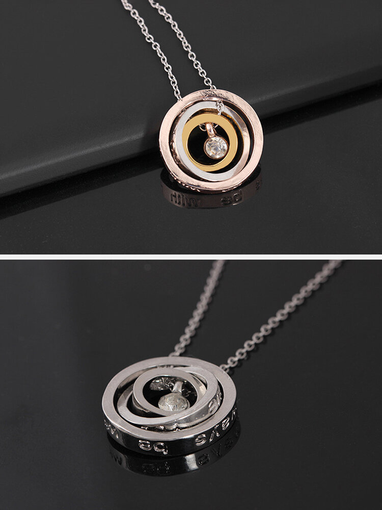 
	Vintage Alloy Letter Circle Necklace Rhinestone Pendant Transfer Beads Jewelry