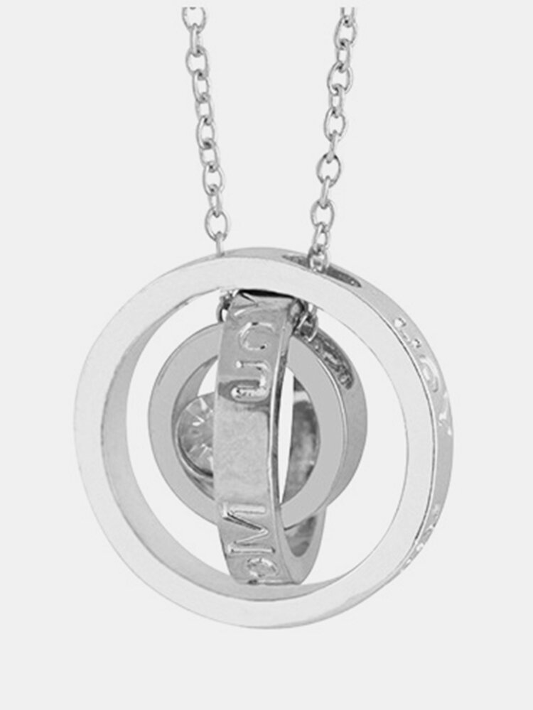 
	Vintage Alloy Letter Circle Necklace Rhinestone Pendant Transfer Beads Jewelry