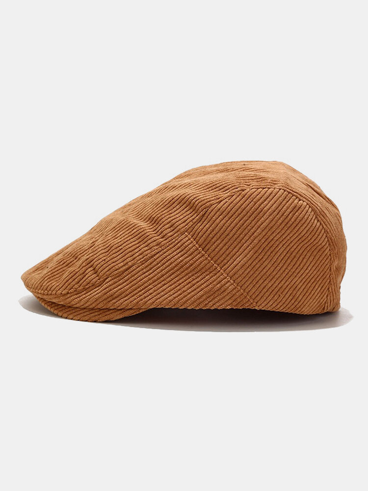 
	Men & Women Corduroy Casual All-match Solid Color Forward Hat Beret Hat