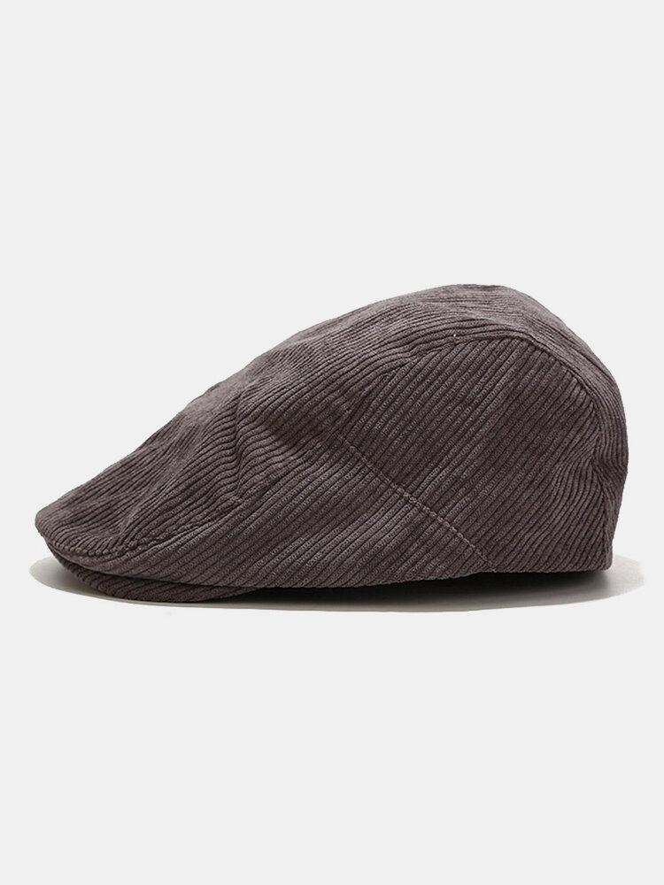 
	Men & Women Corduroy Casual All-match Solid Color Forward Hat Beret Hat