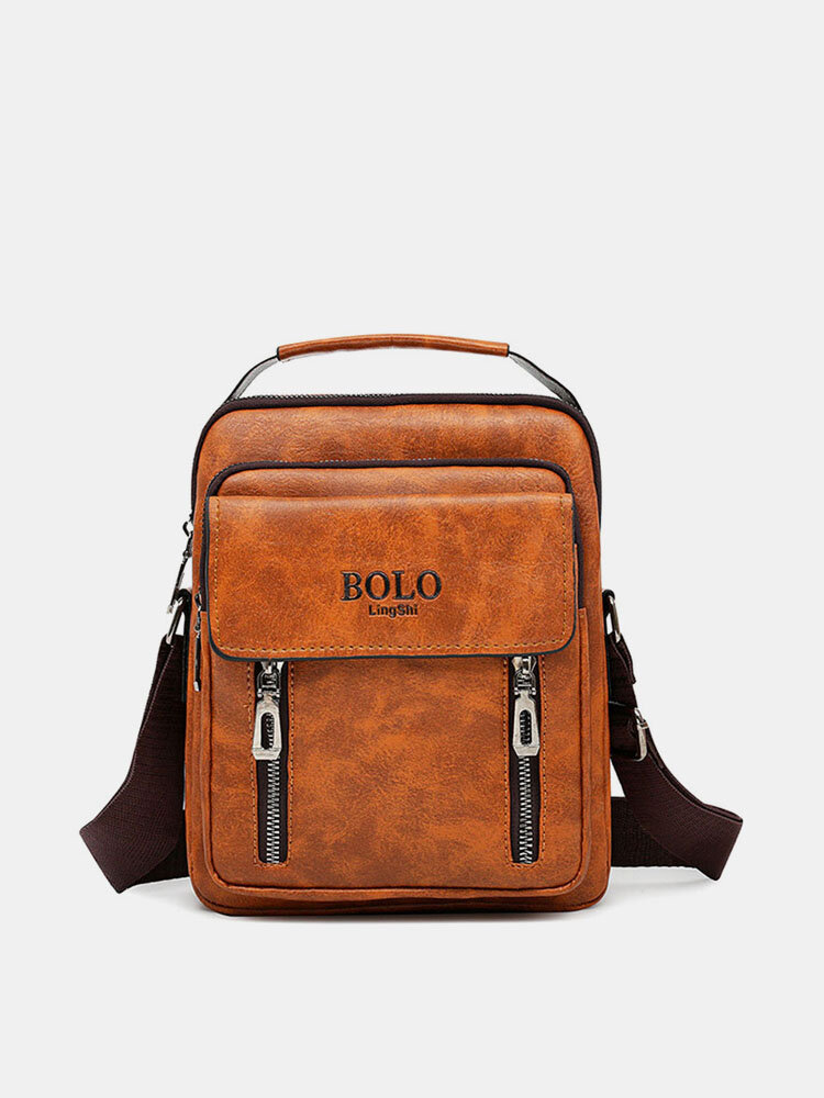 
	Men PU Leather Retro Multi-Layers Crossbody Bag Sling Bag