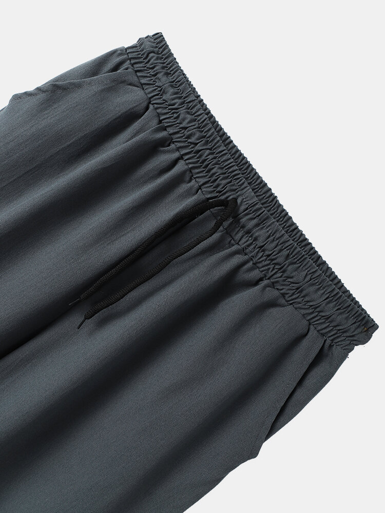 
	Mens Solid Color Revere Collar Button Up Loose Two Pieces Outfits