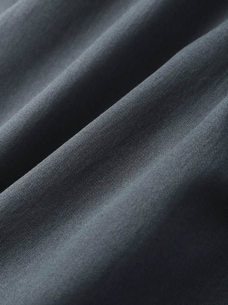 
	Mens Solid Color Revere Collar Button Up Loose Two Pieces Outfits