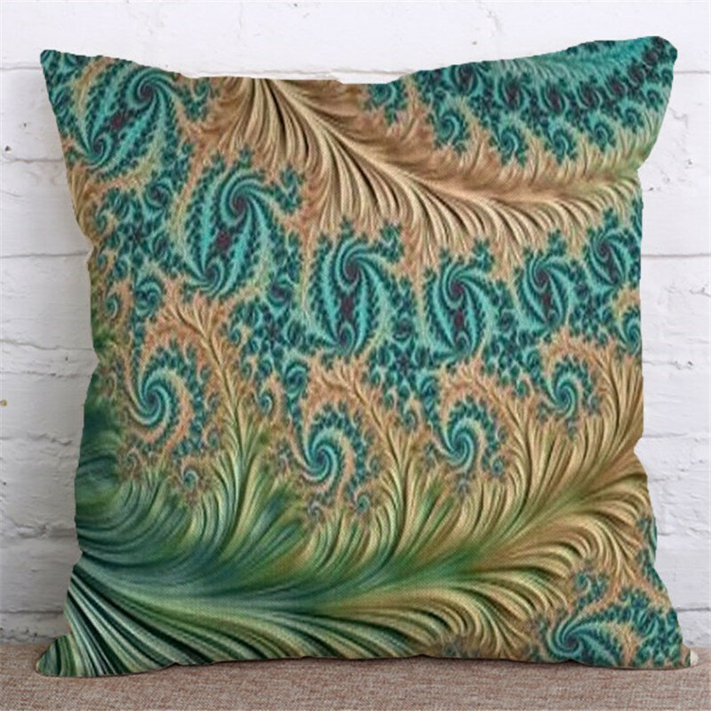 
	Cotton Linen Cushion Cover Square Home Decorative Peacock Flower Pattern Pillow Cases
