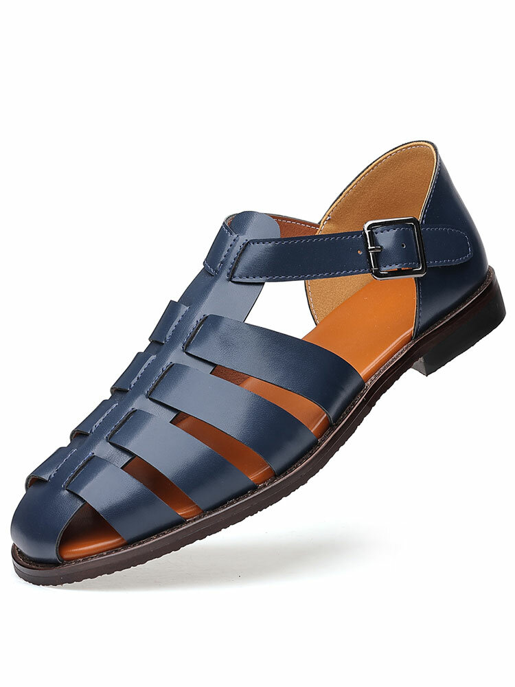 
	Men Non Slip Metal Buckle Beach Casual Stripe Sandals