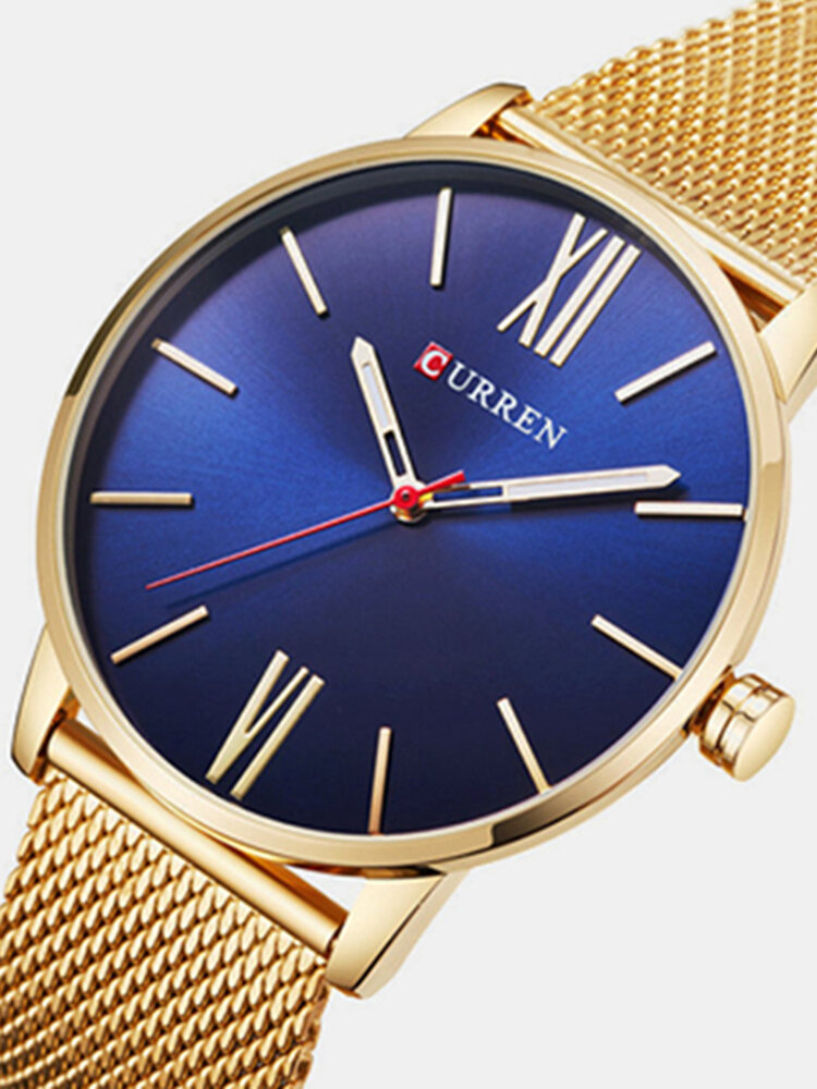 
	CURREN Luxury Mens Watch Fashion Casual Ultra Thin Waterproof Stainless Steel Silver Watch for Men