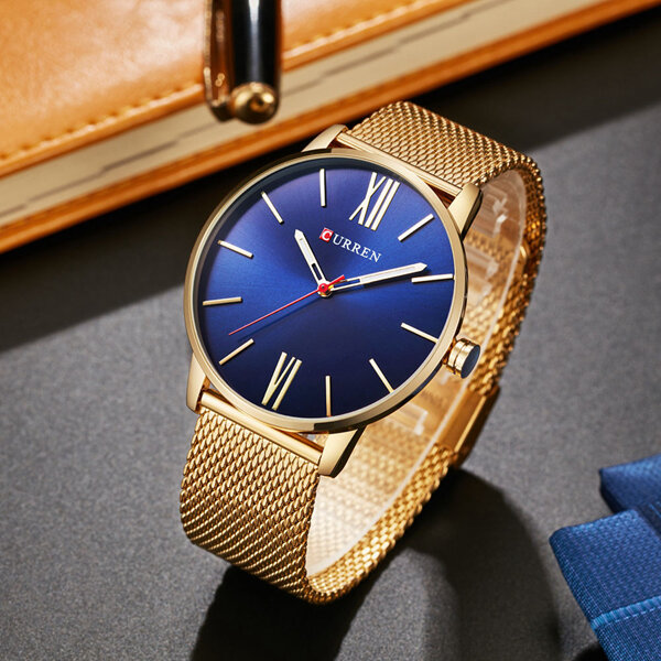 
	CURREN Luxury Mens Watch Fashion Casual Ultra Thin Waterproof Stainless Steel Silver Watch for Men