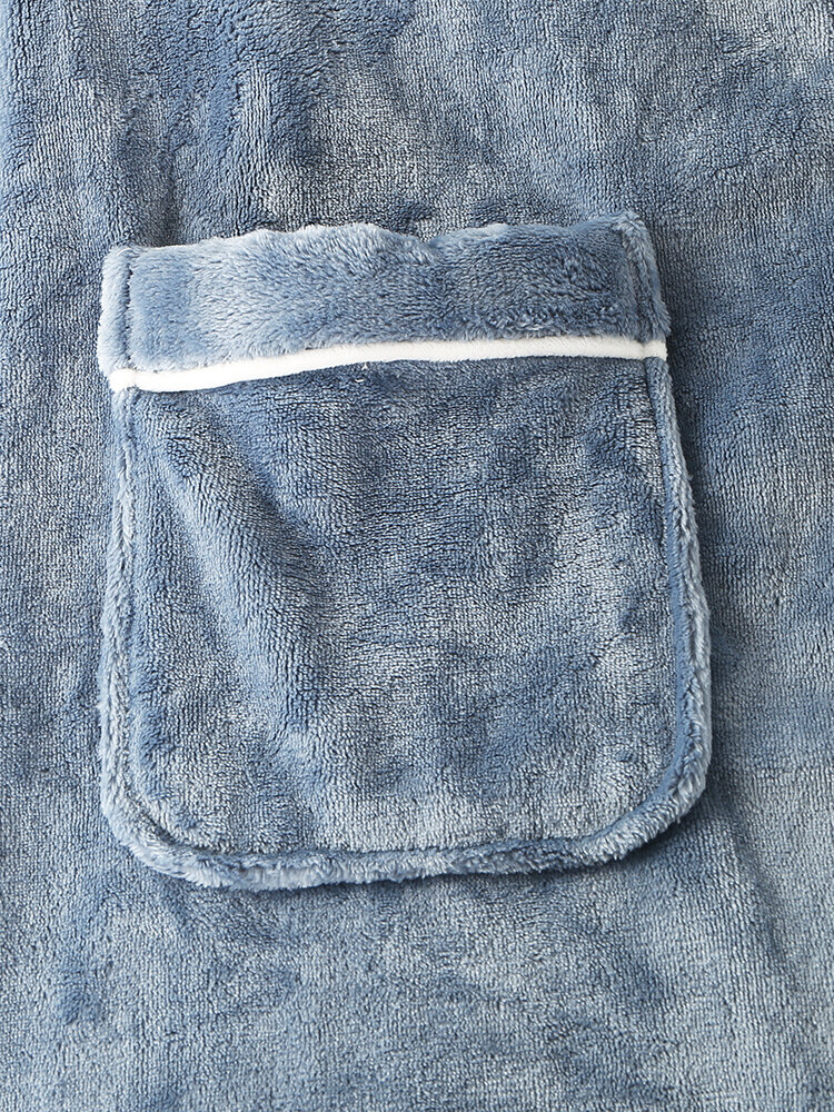 
	Men Flannel Warm Lapel Collar Pajamas Belted Lounge Robe