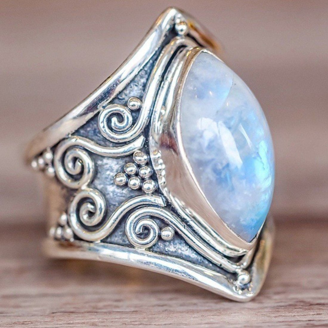 
	Vintage Moonstone Finger Ring Trendy Finger Accessories Gift Jewelry for Women