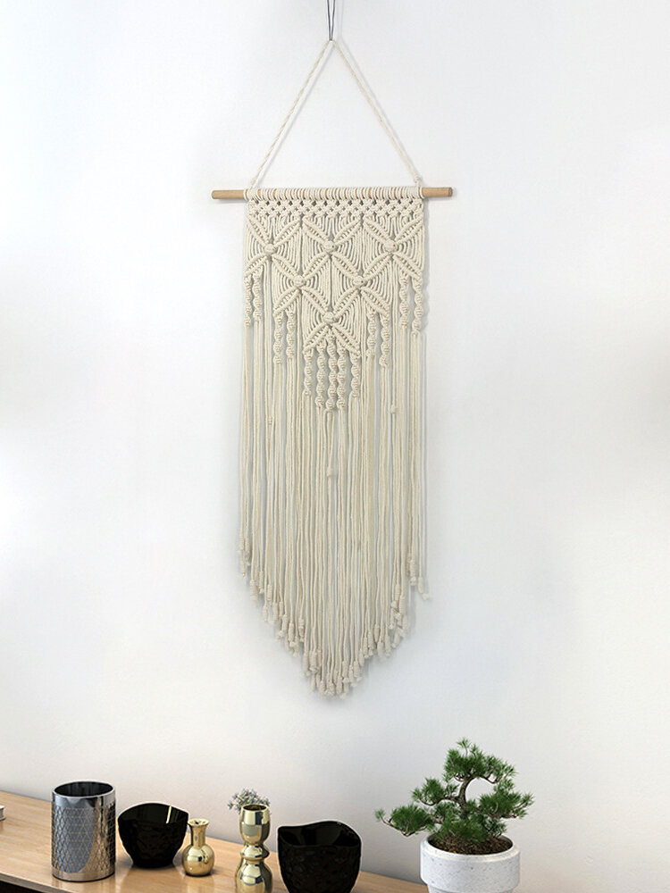 
	100%Cotton Bohemian Solid Color Handmade Macrame Wall Hanging Woven Wall Art Decor Macrame Tapestry