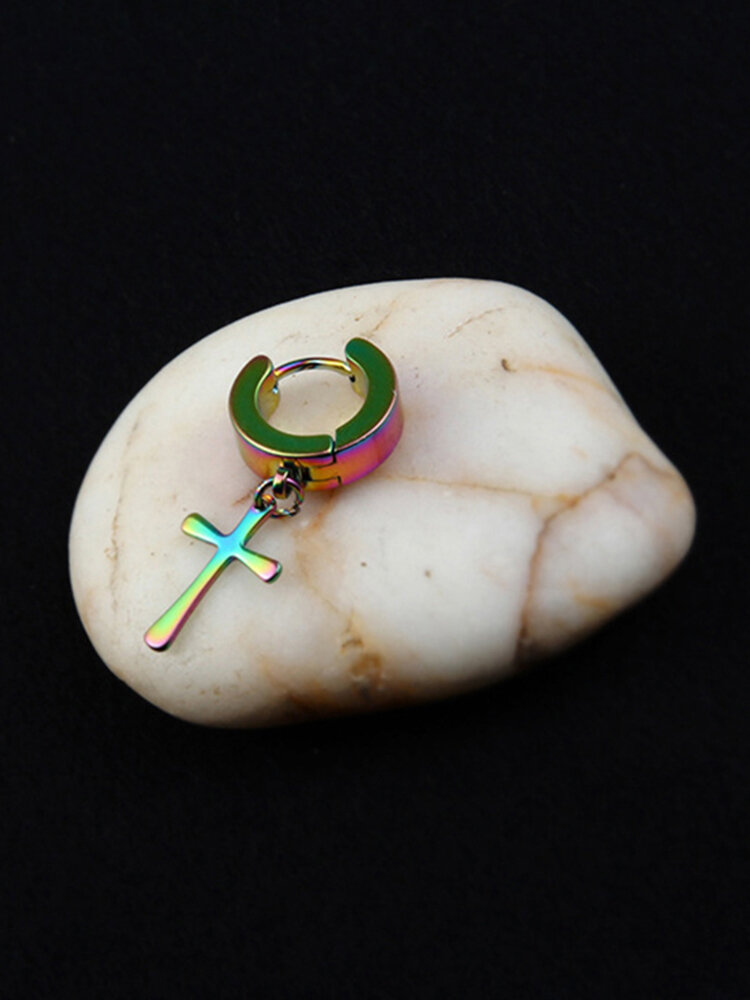 
	Punk Ear Drop Earrings Corss Five Points Star Titanium Steel Earrings Fashion Jewelry for Women Men