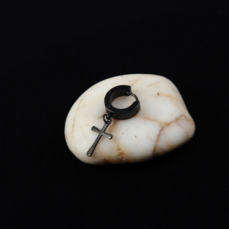 
	Punk Ear Drop Earrings Corss Five Points Star Titanium Steel Earrings Fashion Jewelry for Women Men