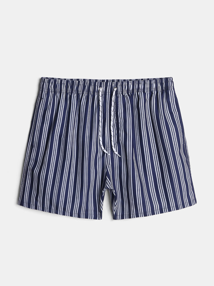 
	Mens Vertical Stripe Breathable Vintage Drawstring Swim Trunks With Mesh Lined