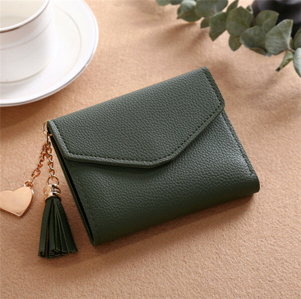 
	Tassel Candy Color Small Short Wallet Purse Card Holder For Women