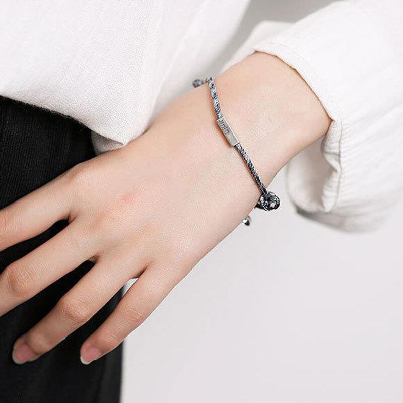 
	2Pcs Paired Magnetic Couple Bracelets 925 Silver Magnet Adjustable Woven Bracelets Valentines Gift Jewelry