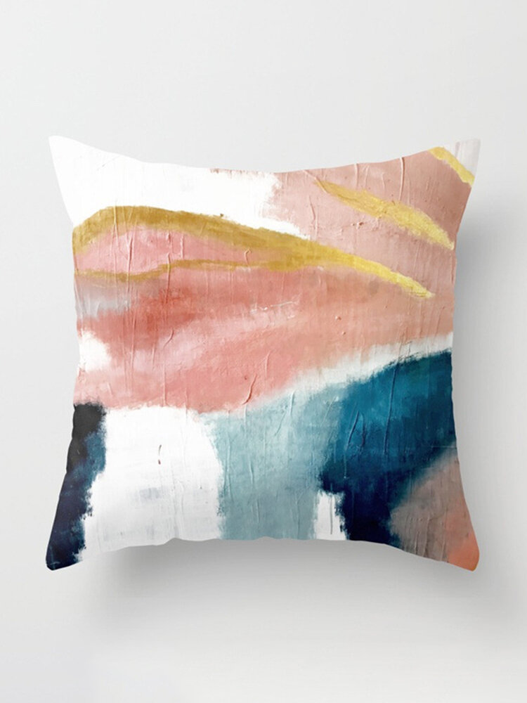 
	INS Abstract Color Painted Linen Cotton Throw Pillow Cover Windowsill Decor Home Sofa Pillowcases