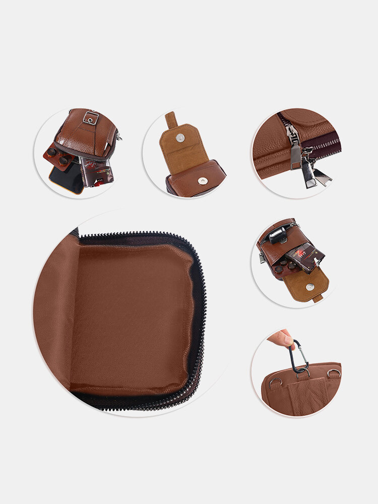 
	Men’s Leather Casual Mini Waist Bag Portable Outdoor Sports Waist Bag