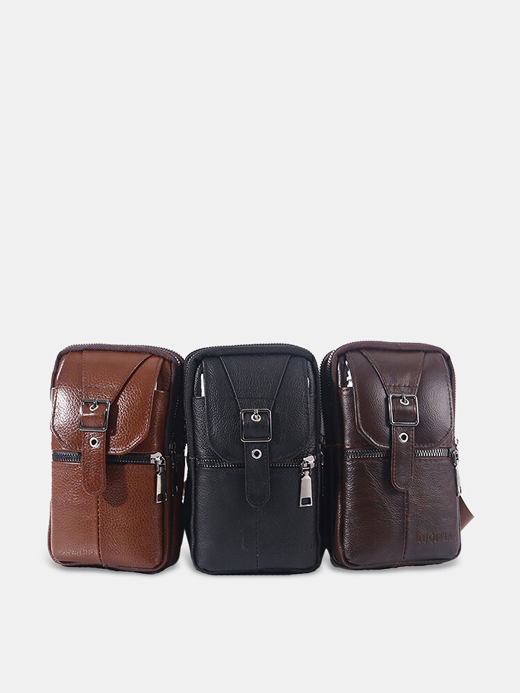 
	Men’s Leather Casual Mini Waist Bag Portable Outdoor Sports Waist Bag