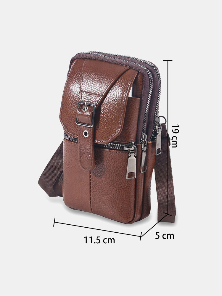 
	Men’s Leather Casual Mini Waist Bag Portable Outdoor Sports Waist Bag