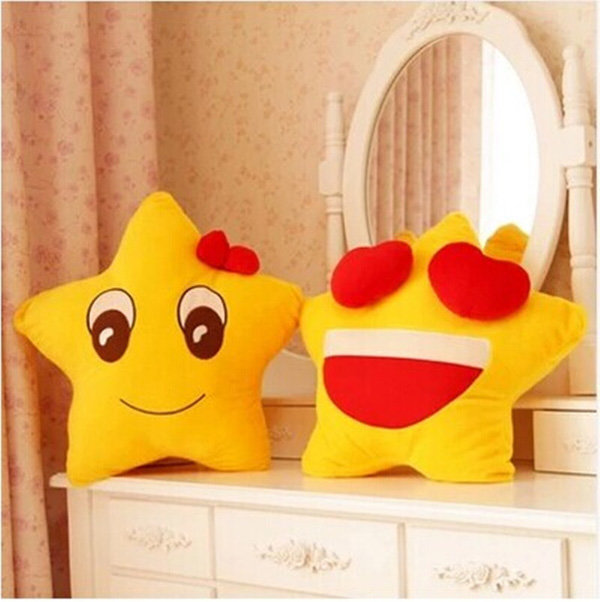 
	Funny Cute Lovers Yellow Star Throw Pillow Expression Soft Plush Sofa Car Office Cushion