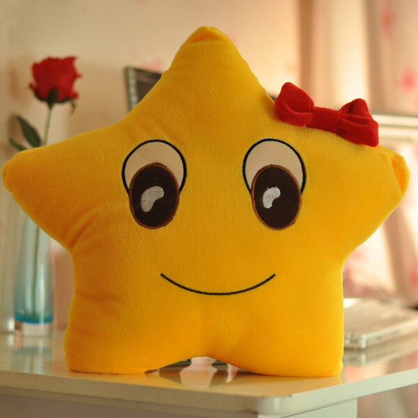 
	Funny Cute Lovers Yellow Star Throw Pillow Expression Soft Plush Sofa Car Office Cushion