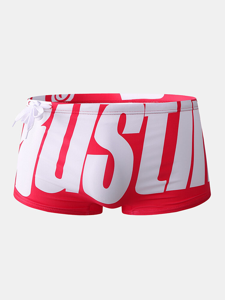 
	Men Character Print Swim Trunks Sport Hot Spring Breathable Stretch Swimwear