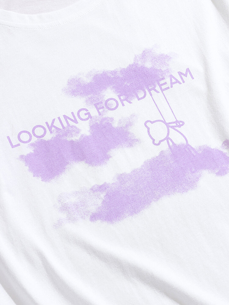 
	Cartoon Letters Graphic Loose Casual Short Sleeve T-shirt