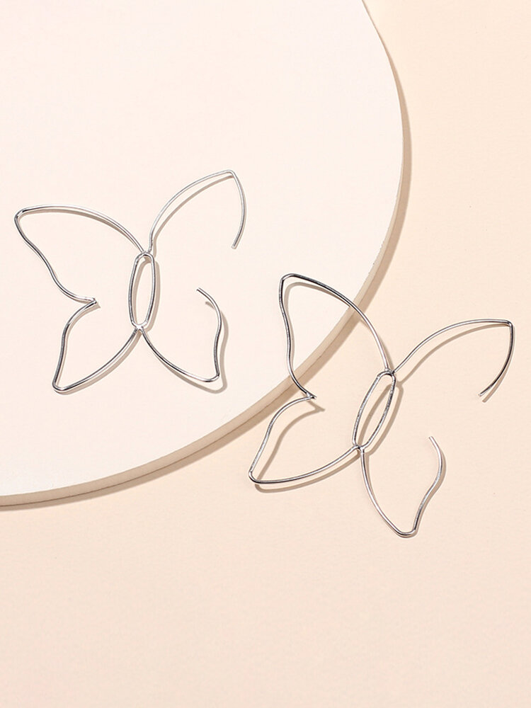 
	Simple Butterfly Line Hollow Earrings Temperament Big Ear Hoop Earrings