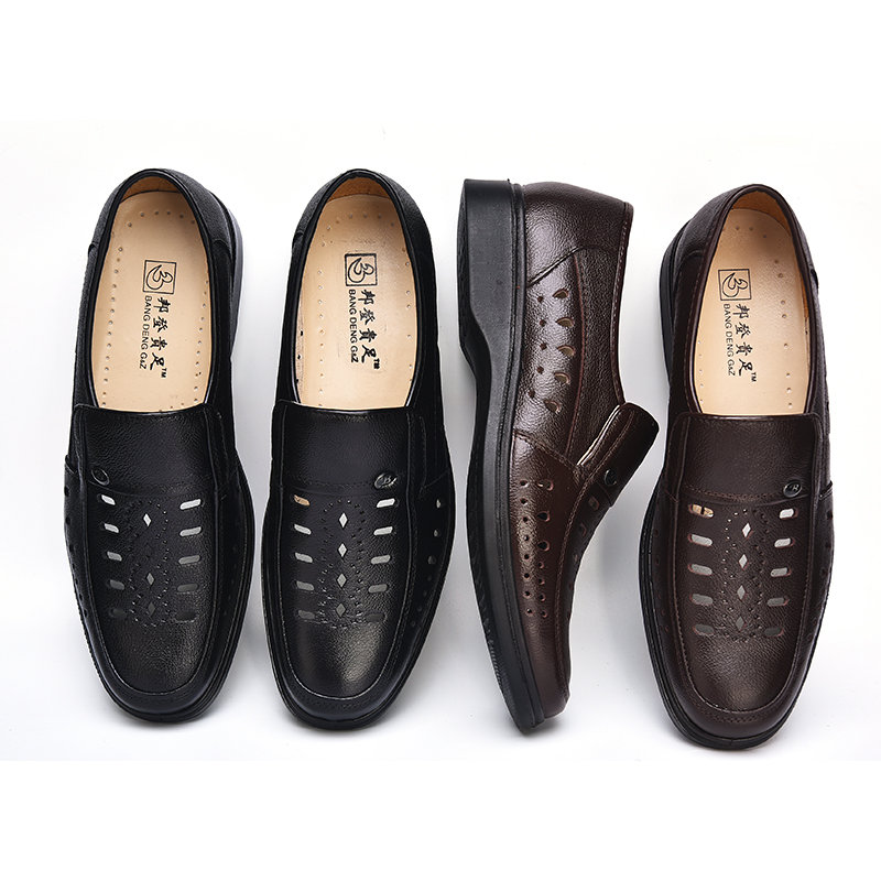 
	Men Hollow Out Breathable Soft Slip On Leaher Sandasl