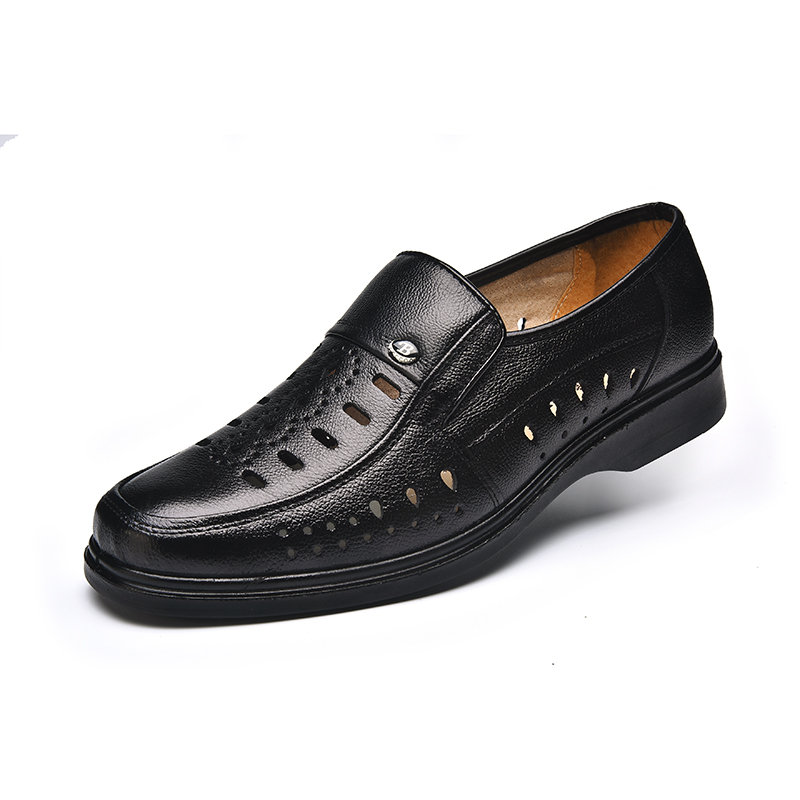 
	Men Hollow Out Breathable Soft Slip On Leaher Sandasl