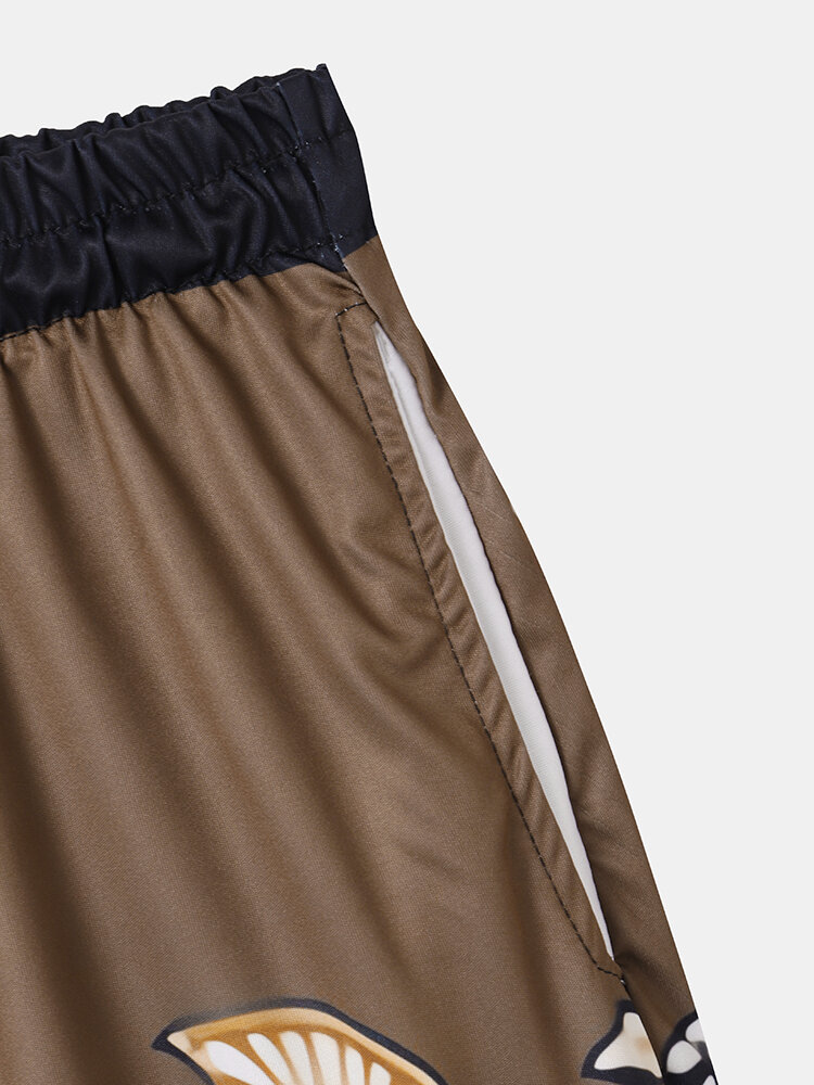 
	Mens Vintage Plant Print Button Up Short Two Pieces Outfits