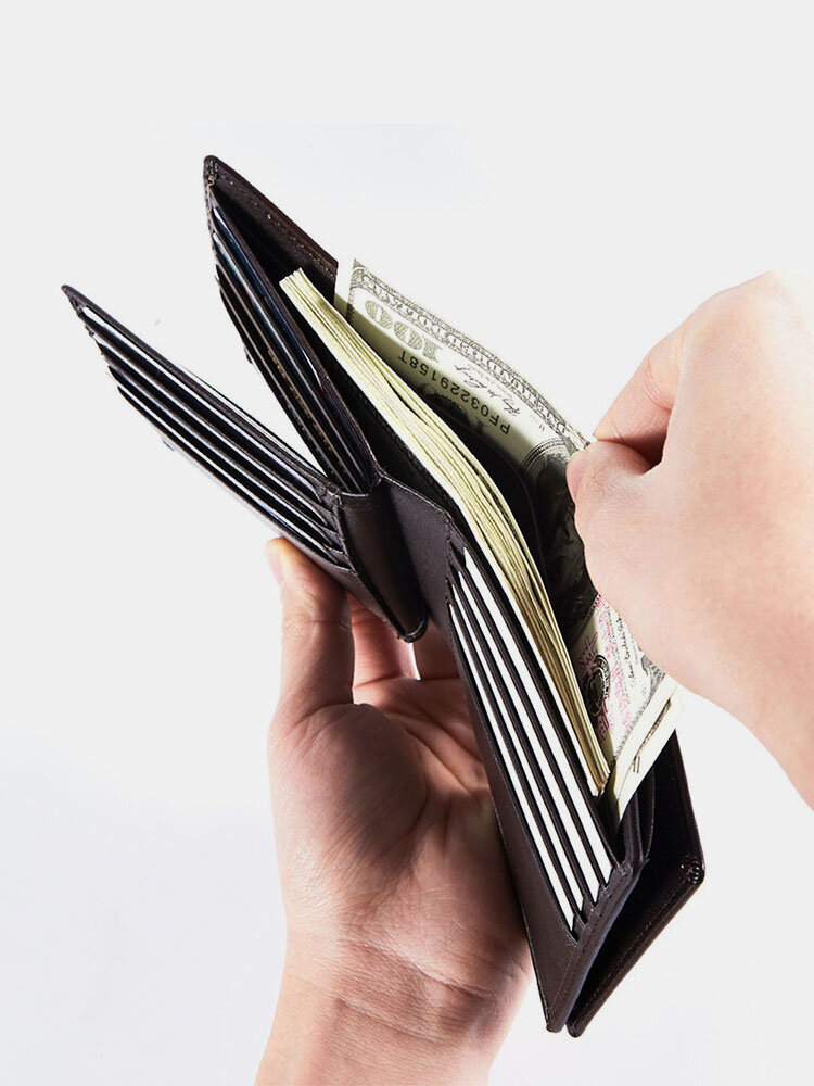 
	Men Genuine Leather Vintage Multiple Card Slots Wallet Portable Rubbing Design Purse