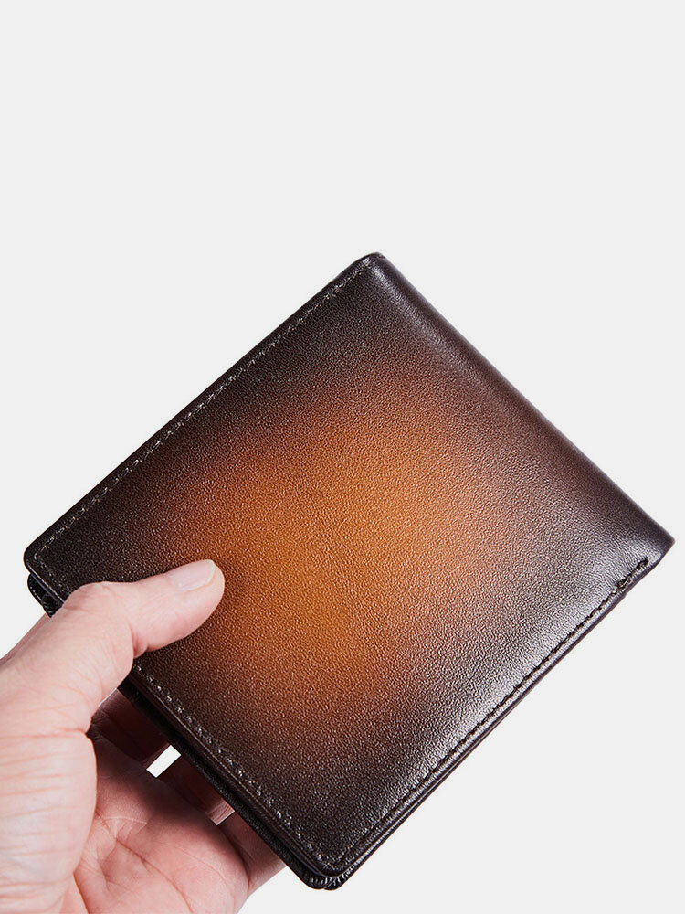 
	Men Genuine Leather Vintage Multiple Card Slots Wallet Portable Rubbing Design Purse