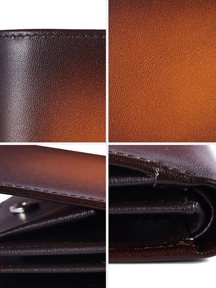 
	Men Genuine Leather Vintage Multiple Card Slots Wallet Portable Rubbing Design Purse