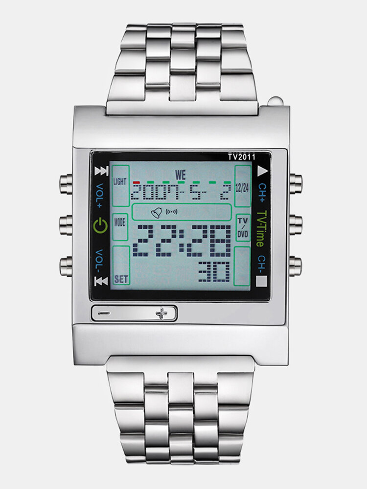 
	Full Steel Waterproof Alarm Digital Watch LED Display Sport Men Wrist Watch